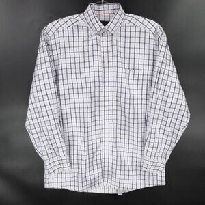 Eton Shirt Mens Large 16 41 White Blue Plaid Button Down Dress Office Business